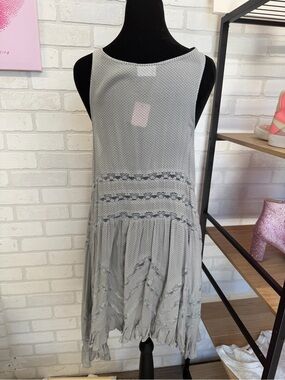 Free People Intimately Light Gray Polka Dot Lace Trim Sundress